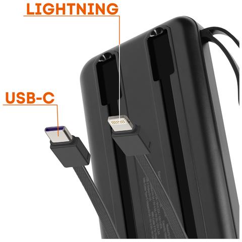 Batteria Di Riserva Da 10000mah Con Cavi Lightning E Usb-c, Bianco - Foto 2