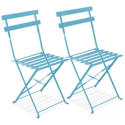 Set Di 2 Sedie Pieghevoli In Acciaio Blu - Foto 1