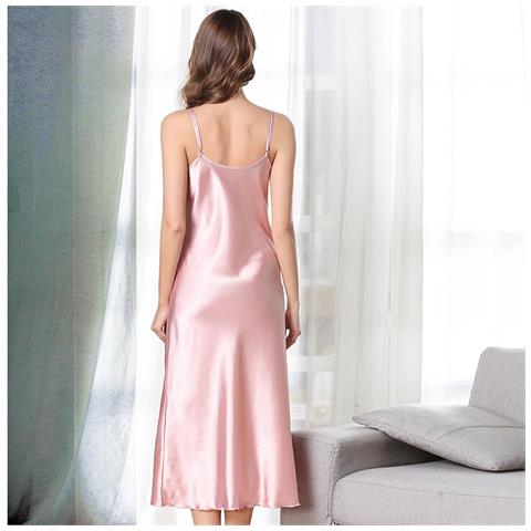 Camicia Da Notte In Raso 5020b Elegante Camicia Da Notte Con Scollo A V Pink L - Foto 2