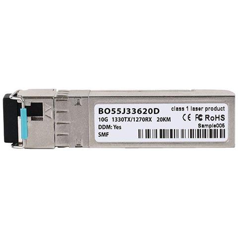 Transceiver compatibile Planet Mtb-lb20 Bo55j33620d Sfp+ Bidi, Lc-simplex, 10gbase-bx-d, fibra monomodale, Tx1330nm /rx1270nm, 20km, Ddm, 0c /+70c (mtb-lb20-bo) - Foto 1