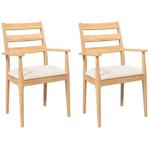 Sedie Da Pranzo Con Cuscini 2 Pz In Legno Massello Di Hevea - Foto 1