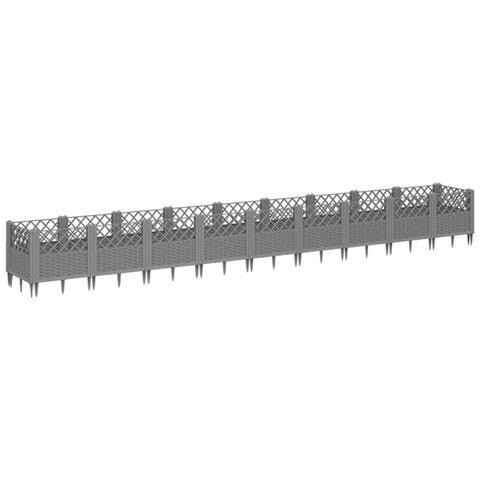 Lusso Casadino - Fioriera Giardino Picchetti Grigio Chiaro 363,5x43,5x43,5 Cm Pp - Foto 1