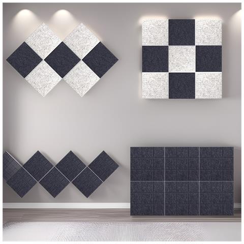 Pannelli Acustici Da Parete In Feltro Grigio Autoadesivi, 30cm X 30cm, Set Da 12 Piastrelle Bacheca White - Foto 4