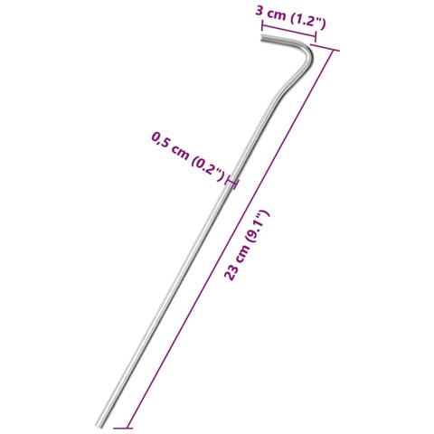 Picchetti per Tenda 50 pz 23 cm Ø5 mm in Acciaio Zincato - Foto 5