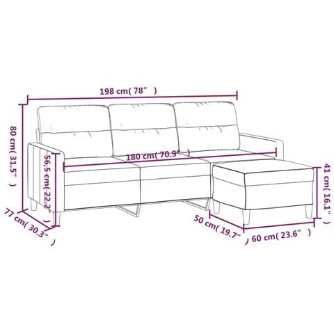 Divano a 3 Posti con Poggiapiedi Grigio Scuro 180cm in Tessuto - Foto 7