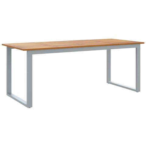 Tavolo da pranzo da esterno  Grigio 200x90x75 cm Acciaio e Legno Massello di Acacia - Foto 1