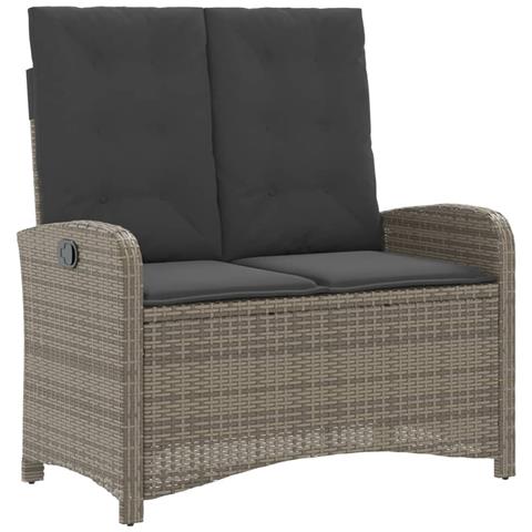 Panca Reclinabile da Giardino con Cuscini Grigia in Polyrattan - Foto 1