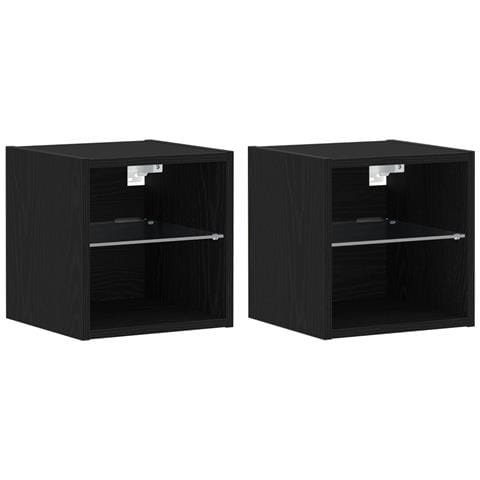 Mobile TV LED  2 pezzi Nero Rovere 30x28,5x30 cm Legno ingegnerizzato - Foto 1