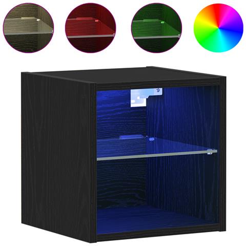 Mobile TV LED  2 pezzi Nero Rovere 30x28,5x30 cm Legno ingegnerizzato - Foto 9