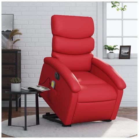 Poltrona Alzapersona Reclinabile Elettrica Rossa in Similpelle - Foto 2