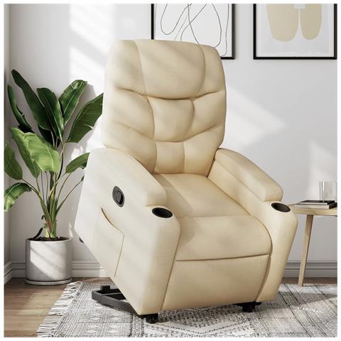 Poltrona Alzapersona Reclinabile Crema in Tessuto - Foto 2