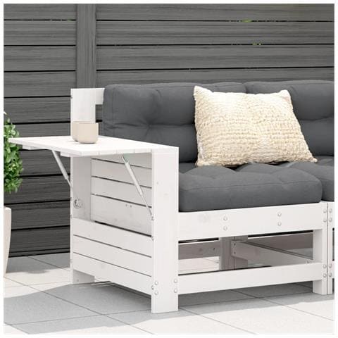 Divano Giardino Senza Braccioli con Cuscino Bianco Legno Pino - Foto 2