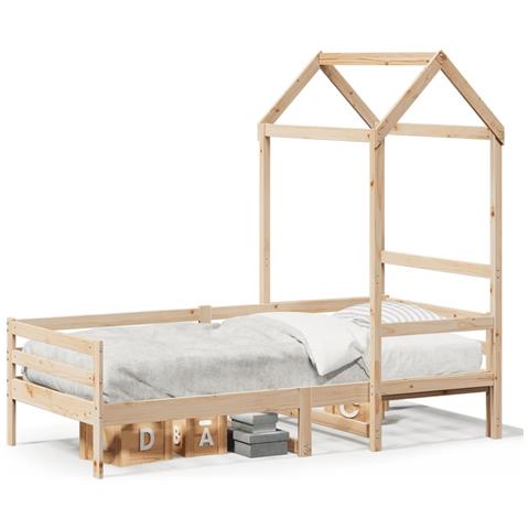 Dormeuse con Tetto 90x200 cm in Legno Massello di Pino - Foto 1