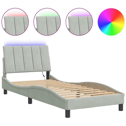 Giroletto con Luci LED Grigio Chiaro 80x200 cm in Velluto - Foto 1