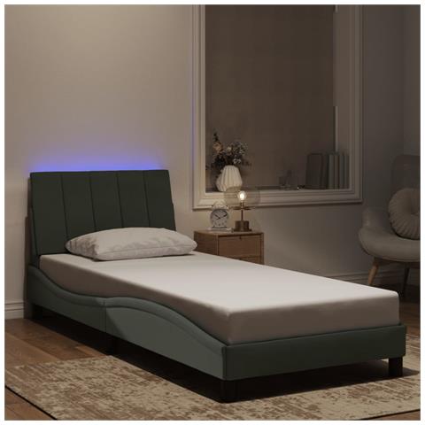 Giroletto con Luci LED Grigio Chiaro 80x200 cm in Velluto - Foto 2