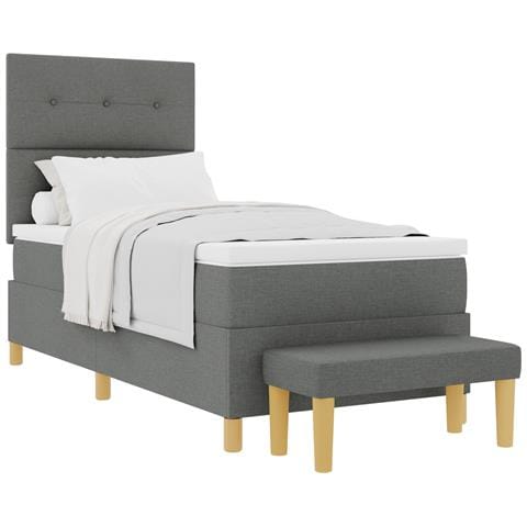 Letto Box Spring con Materasso & Panchina Grigio Scuro 80x200 cm Tessuto - Foto 1