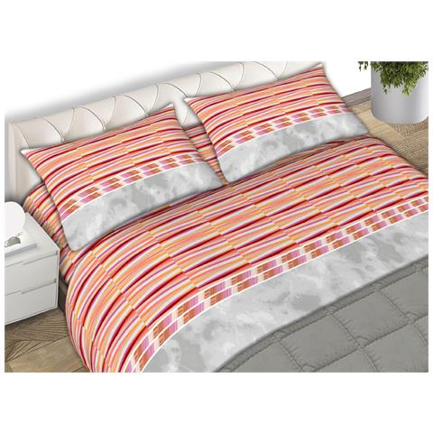 Completo Lenzuola Matrimoniale 100% Cotone Made Italy Disegno Flow Matrimoniale Arancio - Foto 1