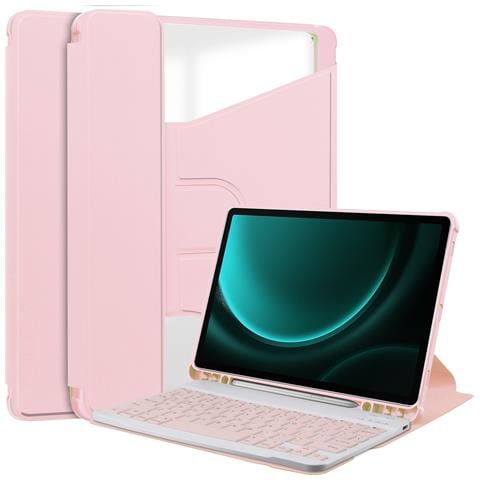 Custodia Con Tastiera Bluetooth Rotante A 360° Compatibile Con Ipad Pro 11 (2018/2020/2021/2022) - Cover In Pelle Pu Rosa - Foto 5