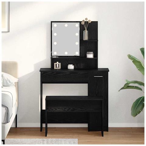 Set Tavolo da Trucco Rovere nero 86.5 x 35 x 136 cm - Foto 2