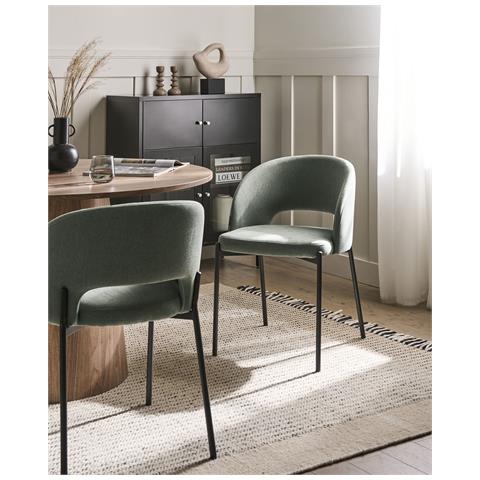 Set Di 2 Sedie Da Pranzo Penny Tessuto Verde Scuro - Foto 1