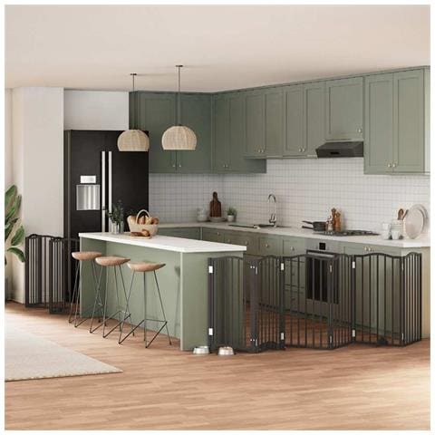 Cancello Cani Porta Pieghevole Nero 15 Pannelli 750 cm Pioppo - Foto 2