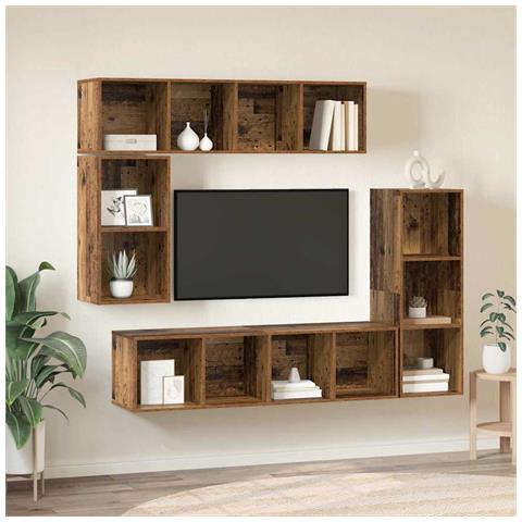 Set mobile TV 4 pcs Legno vecchio 37 x 37 x 142.5 cm - Foto 2