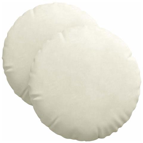 Cuscini per Seduta 2 pcs Crema Ø 40 x 13 cm Velluto - Foto 1