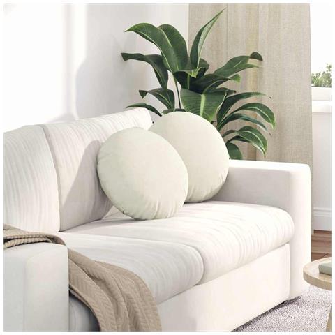 Cuscini per Seduta 2 pcs Crema Ø 40 x 13 cm Velluto - Foto 2