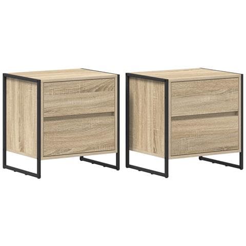 Comodino 2 pcs Sonoma 50 x 39.5 x 50 cm Legno multistrato - Foto 1
