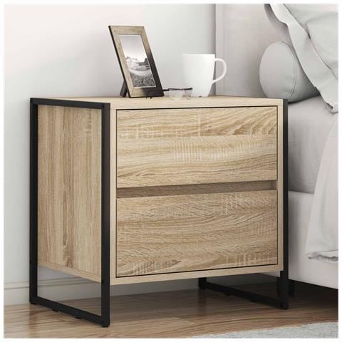 Comodino 2 pcs Sonoma 50 x 39.5 x 50 cm Legno multistrato - Foto 2