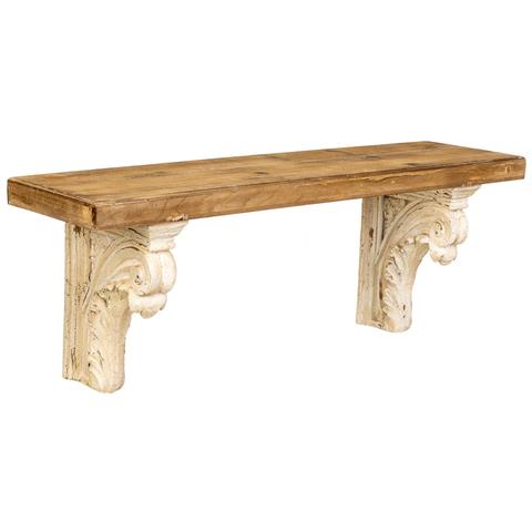 Mensola Da Parete In Magnesio E Legno, Marrone E Bianco, 110x29x40h Cm - Foto 1