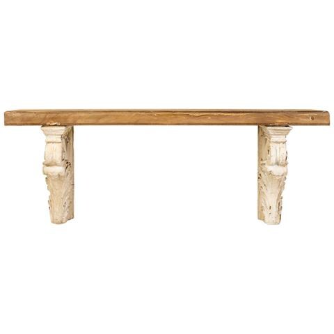 Mensola Da Parete In Magnesio E Legno, Marrone E Bianco, 110x29x40h Cm - Foto 2