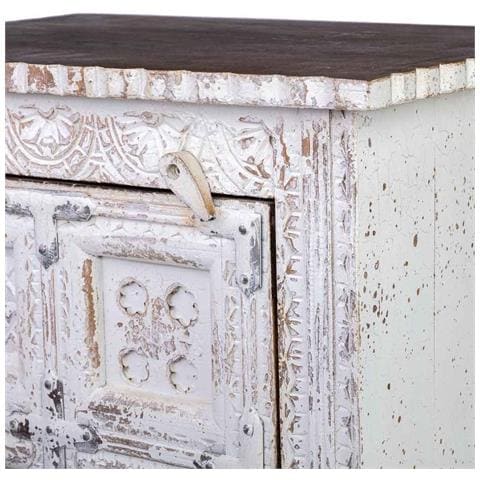 Comodino Artigianale In Legno Con 1 Anta, Bianco, 53x40x73h Cm - Foto 8