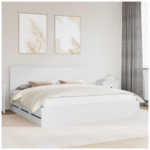 Struttura del letto Bianco 200 x 200 cm Legno Ingegnerizzato - Foto 2