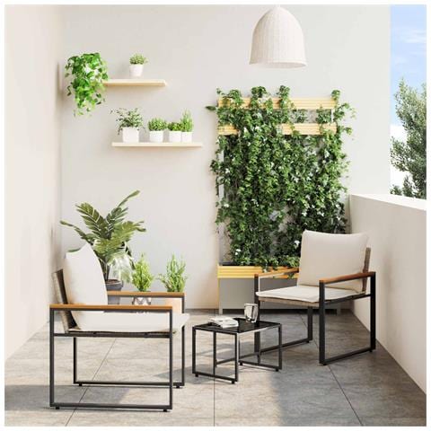 Set di Mobili con cuscino 3 pcs Beige e Bianco Crema Rattan - Foto 2
