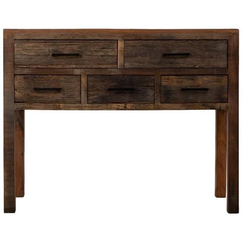 Mobile Da Ingresso In Legno Con 5 Cassetti Marrone, 110x40x85h Cm - Foto 2