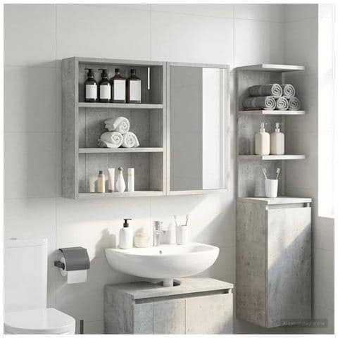 Armadio da bagno a muro Grigio Cemento 40 x 10 x 50 cm - Foto 2