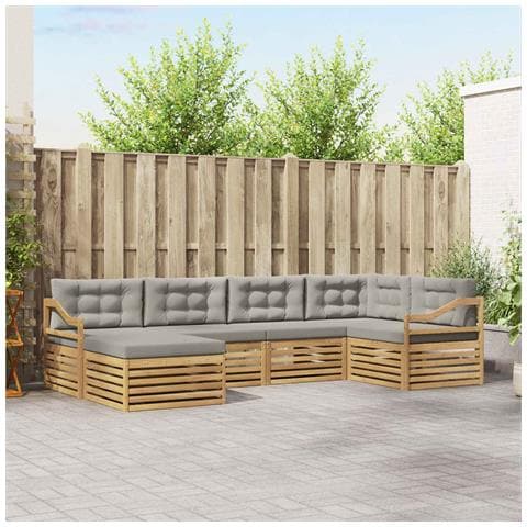 Set di divani da esterno 6 pcs Bianco e Grigio Chiaro - Foto 2