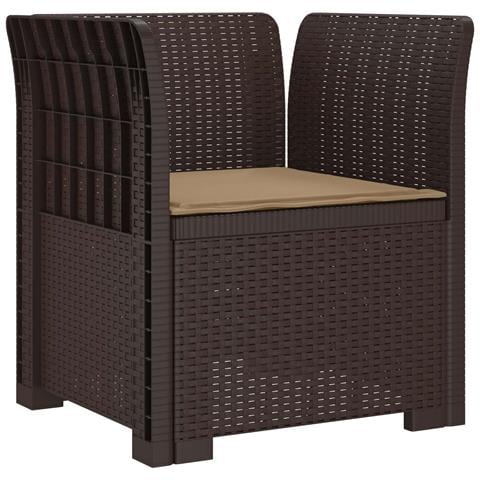 Poltrona a 1 Posto con Cuscino Aspetto Rattan PP Marrone - Foto 1
