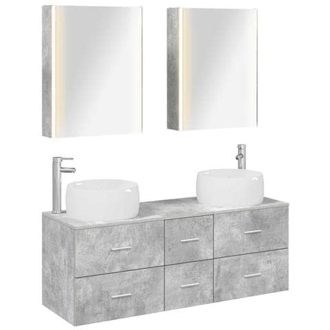 Set di mobili per il bagno 5 pcs Grigio Cemento - Foto 1