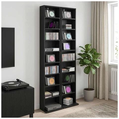 Mobile per CD 2 pz Rovere Nero 33 x 23,5 x 175 cm - Foto 2