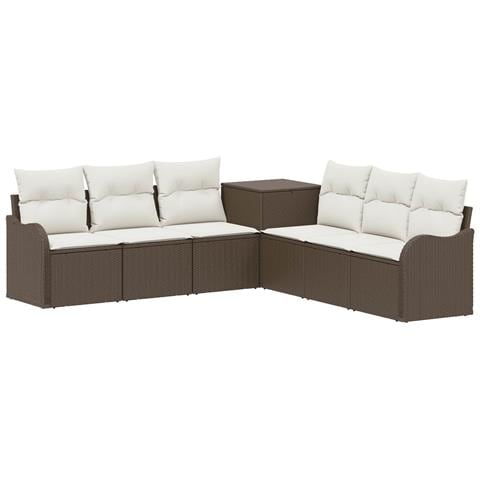 Set di divani 7 pz Marrone e Bianco Crema - Foto 1