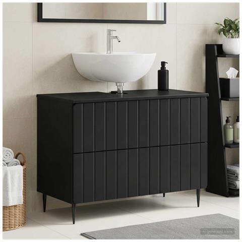 Armadio per Lavabo da Bagno ZWOLLE Nero 82 x 41 x 58,5 cm - Foto 2