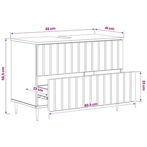 Armadio per Lavabo da Bagno ZWOLLE Nero 82 x 41 x 58,5 cm - Foto 9