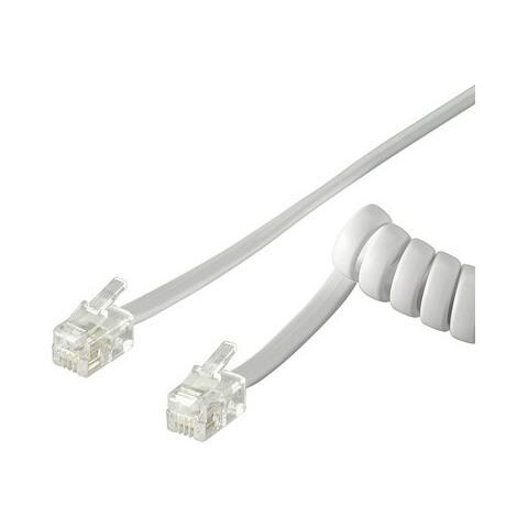 ICOC MD-44-04SW - Cavo telefonico spiralato per cornetta 4mt RJ10 4P4C Bianco - Foto 1