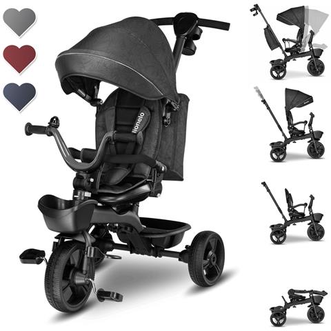 Kori 2in1 Triciclo Bambini Fronte Mamma Fronte Strada Regorabile Ruota Libera Da 1,5 A 5 Anni Fino A 25kg Grigio - Foto 1