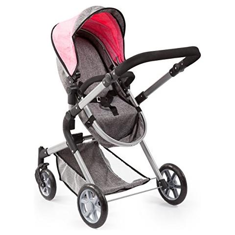 Bayer Design 18125aa Carrozzina Per Bambole Città Neo Regolabile In Altezza, Cabriolet Grigio Rosa - Foto 2
