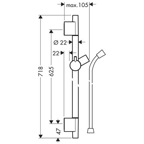 Asta Doccia Hans Unica S Puro 65 Cm Con Flessibile Doccia Bianco Opaco | 28632700 - Foto 2