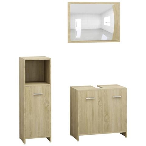 vidaXL Mobile Bagno Specchio Rovere Artigianale 42x12x60 cm Truciolato