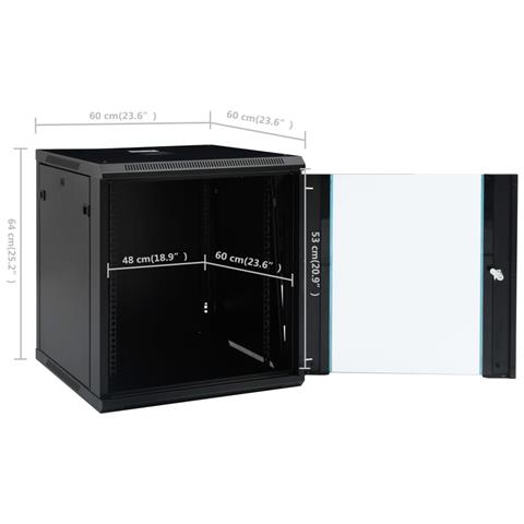 Armadietto di Rete a Parete 12U da 19"" IP20 600x600x640 mm - Foto 2